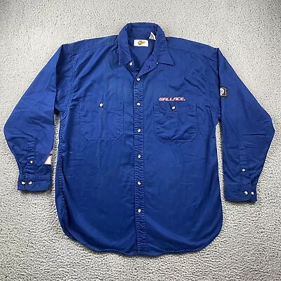 VTG Winners Circle XL Pit Crew Shirt Blue Rusty Wallace Miller Lite Long Sleeve • $10.19
