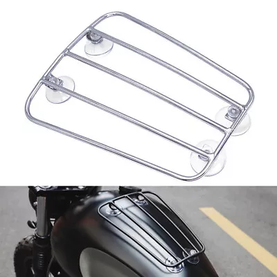 Universal Motorcycle Suction Cup Fuel Gas Tank Parcel Rack Fit Harley Cafe Racer • £23.29