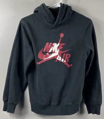 Vintage Nike Air Michael Jordan Jumpman Black Hooded Sweatshirt Youth Large • $27.94