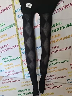 £2.50 • Buy Pair Black Patterned Opaque Adult Printed Fashion Footless Tights Large Choice