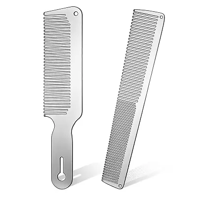 2 Pieces Metal Comb Set Metal Barber Comb Stainless Steel Blending Comb Fine Sty • $13.26