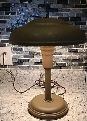 1930's  Mushroom  Art Deco Metal Table Lamp 16  Tall With 12  Shade • $95