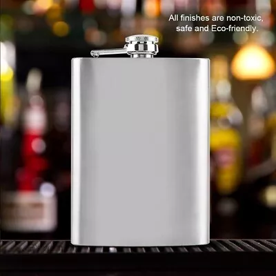 Hip Flask 8oZ Stainless Steel Whisky Alcohol Drink Pocket Gift Wine Bottle Vodka • £4.39