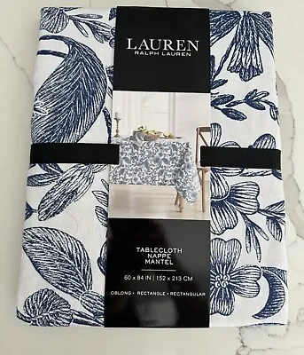 Ralph Lauren Tablecloth 60x84in White/Blue Patterned 100% Cotton • £31.99