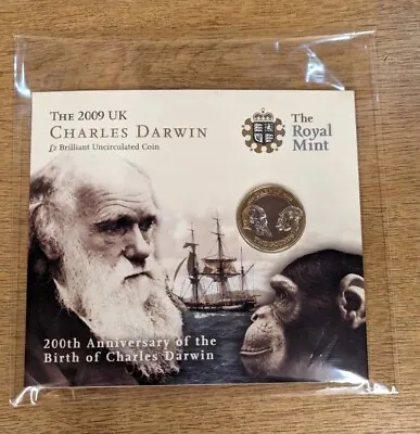 Royal Mint 2009 Charles Darwin £2 BU Coin Sealed Original Pack • £20