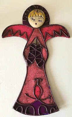 1960s MCM Retro Psychedelic PINK &PURPLE Winged Angel Christmas TABLE DECORATION • $28.99