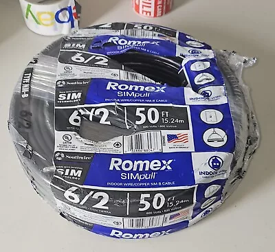 Southwire 50 Ft. 6/2 Stranded Romex Simpull Cu Nm-B W/g Wire Outlets Switches • $207