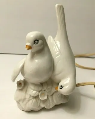 Vintage I.W. Rice Import Japan BIRDS Figurine Night Light Table Lamp Ceramic • $32.50