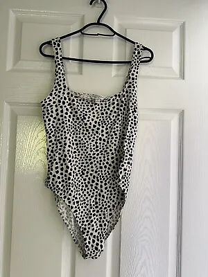 Miss Selfridge White & Black Polka Dot Tank Top Bodysuit UK Size 10 • £7.99