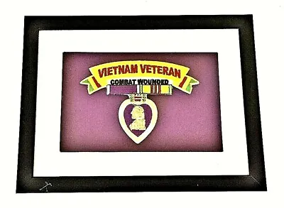 Purple Heart Vietnam Veteran Combat Wounded Patch Framed • $10.99