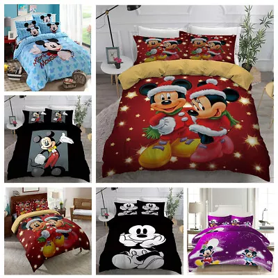 3D Mickey Mouse Duvet Cover Bedding Comforter Cover Pillow Case Double Single • $14.89