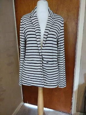 SUPERDRYcotton Blend Nautical Jersey Navy Stripe Blazer Size L NEW!!!!!!! • £9.99