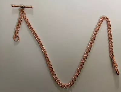 Vintage Type Solid Copper Rose Gold Colour  Albert Pocket Watch Chain T Bar  Fob • £11.99