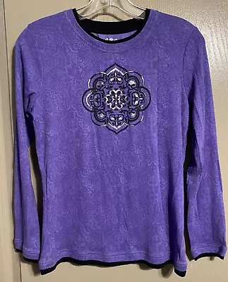 Women’s Made For Life Purple Black Long Sleeve Shirt Size Small • $5.99