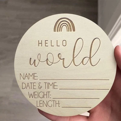 Keepsake Baby Announcement Sign Hello World Photo Prop Hospital Home Memorial • $8.37