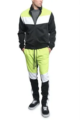 Men's Sports Jogging Fashion Workout Tri Color Blocked TrackSuit S~5XL ST553 • $37.95