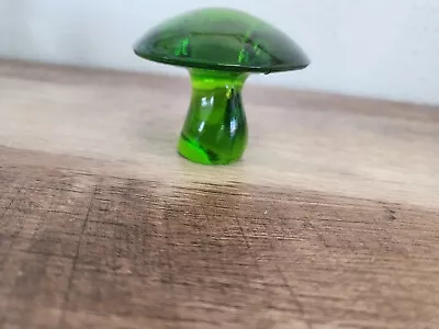  Vintage Viking Glass Green Mushroom Paperweight 3 Inches X 4  Wide RARE  • $215