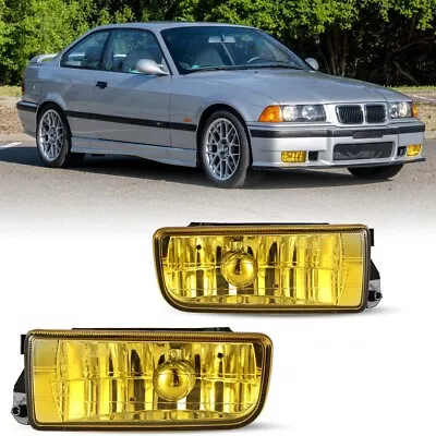 Fog Lights For BMW E36 1992 1993 1994-1998 Yellow Lens Pair Bumper Lamps W/Bulbs • $38.99