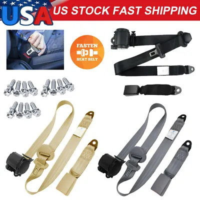 Car Seat Belt Straps Belt Universal Lap Seat Belt 3 Point Adjustable Retractable • $37.50