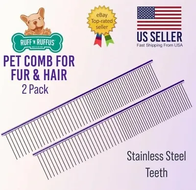 2 Pck Professional Pet Grooming Comb For Dogs And Cats With Rounded Teeth 7 1/2  • $7.39