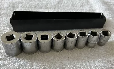 VINTAGE CRAFTSMAN =V= 8 PIECE 3/8'' DRIVE 6 Pt METRIC SOCKET SET WITH TRAY- USA • $10