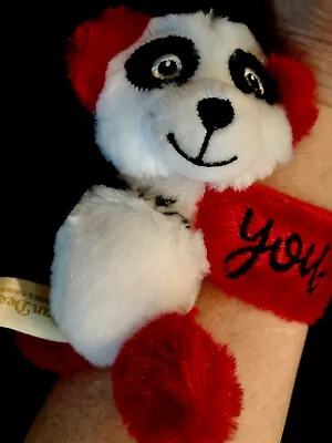 Dan Dee Panda Bear Plush Wrist Slap Bracelet Claire's Red White I Love You Bear • $10.99