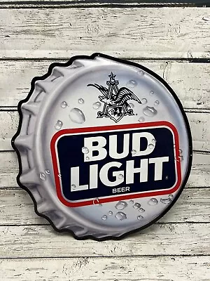 VTG 1990 Bud Light Anheuser-Busch Large Bottle Cap Metal Hanging Beer Sign (B) • $45