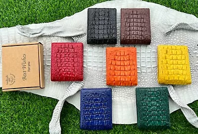 Mens Crocodile Bifold Wallet Handmade Gift RFID Blocking Caiman Skin Card Holder • $75