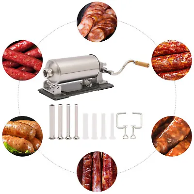 Sausage Stuffer Maker Meat Press Filler Machine Stainless Steel 4L 8 Tubes • $57