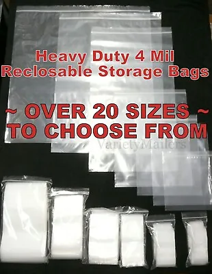 SMALL To EXTRA LARGE Clear Reclosable 4 MIL HEAVY DUTY Resealable Storage Bags • $10.75