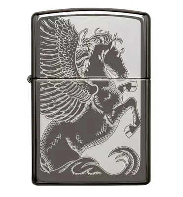 Zippo Lighter Black Ice Prancing Horse Pegasus Double Sided Design Made In USA • $75.95