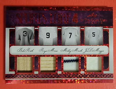 BABE RUTH Mickey Mantle JOE DIMAGGIO Roger Maris JERSEY BAT CARD #d7/12 1 OF 1 ? • $599.95