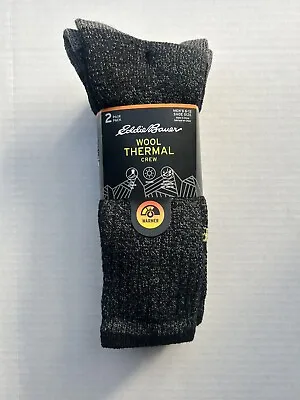 NEW MEN'S  EDDIE BAUER 2 PAIR WOOL THERMAL CREW SOCKS 19% Wool Blend Socks  • $21.97