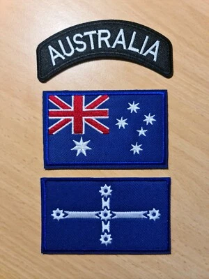 $18.85 • Buy AUSTRALIA 3 Pc Biker Harley Davidson Vest Embroidered Patches Iron Sew On