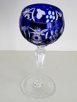 1 Nachtman Traube Cobalt Cased Cut To Clear Crystal Wine Goblet 8   • $85