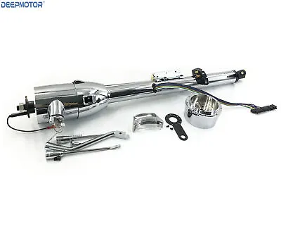 30  Auto Column Shift Tilt Steering Column With Key & Wheel Adapter Chrome • $239.99