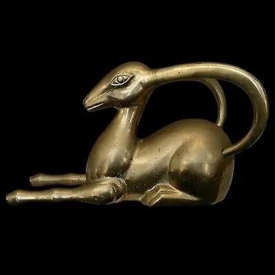 Vintage Large Brass Reindeer Ibex Ram Sculpture Antelope Gazelle • $35