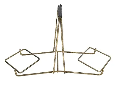 Vtg 1960s MCM Gold Tone Metal Salt & Pepper Table Top Holder Rack 2  Openings • $13.49