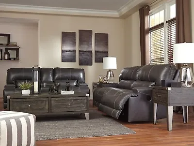 $2295 • Buy Ashley Furniture McCaskill Leather Reclining Sofa And Loveseat 