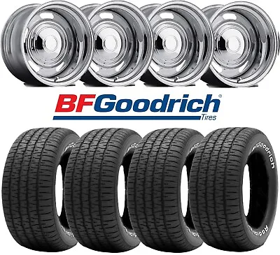 15x8 CHROME RALLY MOON WHEELS RIMS TIRES 275 60 15 BFGOODRICH TIRES SET • $1495