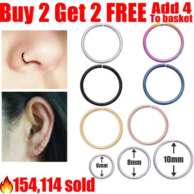 £0.99 • Buy Surgical Steel Nose Ring Lip Nose Rings Cartilage Tragus Helix Ear Piercing Hoop