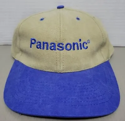 Vintage Panasonic Nissun Baseball Cap Strapback Hat Tan Blue Beige Advertising • $37.99