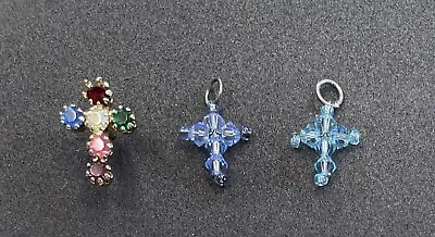 2 Vatican Gift Shop Cross Charms & 1 Cross Rhinestones Lapel Pin Christianity • $5