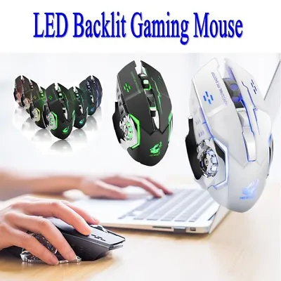 ❤️ Optical Rechargeable Silent X8 WirelessUSB Ergonomic LED Backlit Gaming Mouse • $15.73