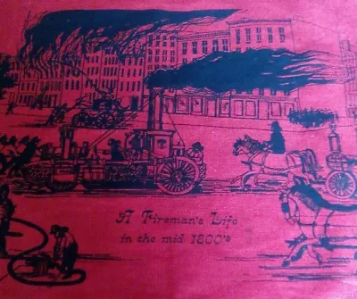 Vintage 1968 Linen Runner Towel ~ Fireman’s Life In Mid-1800s - 14 X32  • $9.99