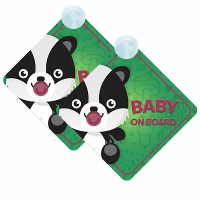 Baby Badger On Board Twin Pack Of Baby On Board Car Signs (2pcs) Boy/Girl Green • £7.74