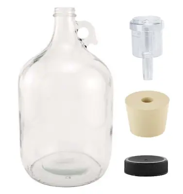 North Mountain Supply 1 Gallon Glass Fermenting Jug With Handle 6.5 Rubber Lid • $19.98