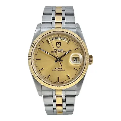 TUDOR Prince Date Day 76213 Champagne Dial Men's Two Tone Automatic Watch • $2495