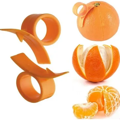 2X RING ORANGE OPENER PEELER Thickened FINGER HELD PEELER SLICER TOOL VEGETABLE • £2.19