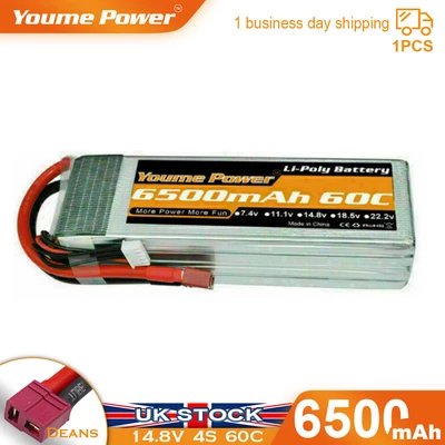 £47.99 • Buy 4S 6500mAh 14.8V 60C LiPO Battery Deans For RC Drone Car Truck Helicopter Quad